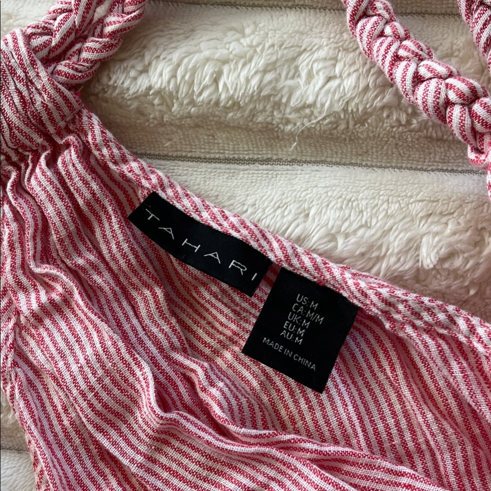 Tahari Striped Braided Straps Linen Cover Up Dress! - Picture 6 of 8